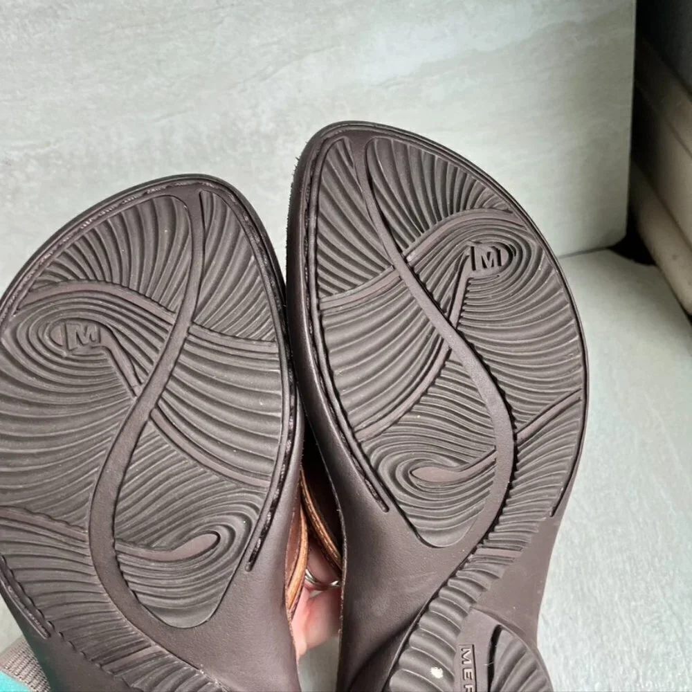 ** Merrell tetra trance sandals brown leather slides Size EU 37 US 6